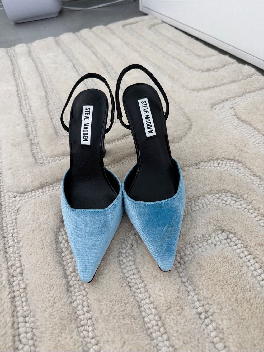 Steve Madden Powder Blue Velvet Slingback Pointed Toe Heels